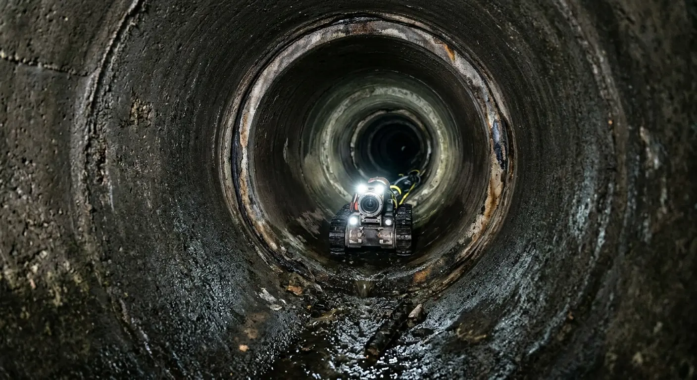Robotic sewer camera inspecting pipe interior for Drain Snake Service in Fate